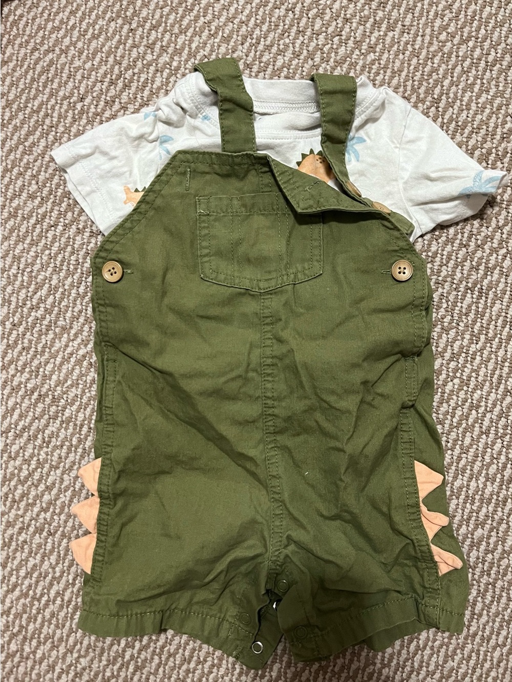 Boys 12m Carter's Olive Green Dino Romper Set